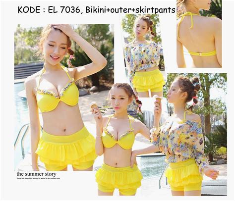 7036 280rb Jual Bikini Baju Renang Celana Rok Kuning Busa Pushup Busa Push Up Bikinis