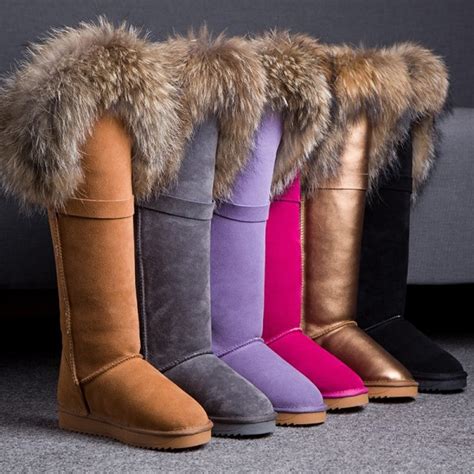 Chic Women S Tall Fur Boots Suede Winter Flat Knee High Boots