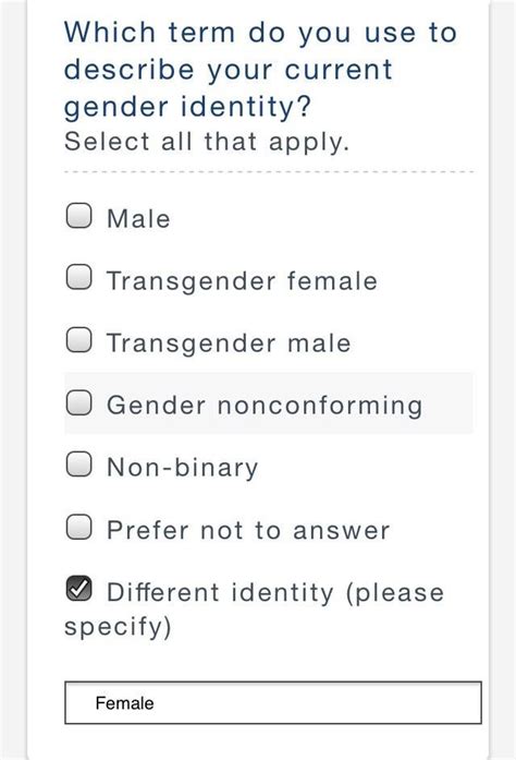 this survey at my university forgot to include “female” on a list of gender identities