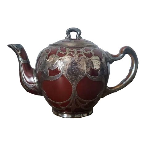 Antique Art Nouveau Lenox Silver Overlay Treacle Teapot Chairish