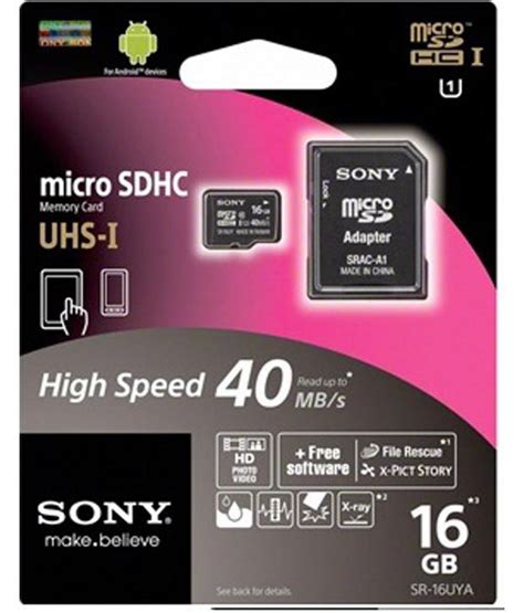 Sony Micro Sd Card 16 Gb With Sd Card Adapter Memory Cards Online At