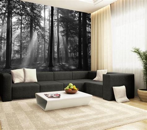Homedecoration Fotobehang Zwart Wit Foto Bos In De Ochtend Natuur