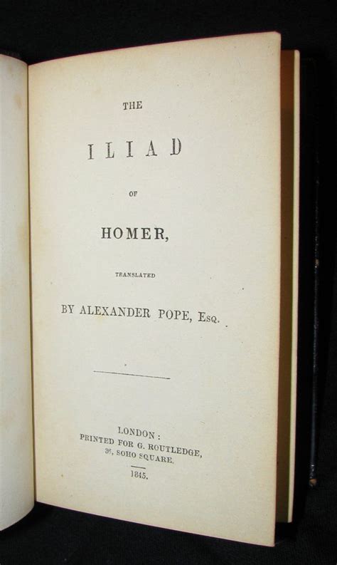 1845 Rare Book The Iliad Of Homer Translated By Alexander Pope Esq