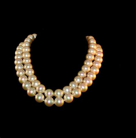 Vintage Majorica White Pearl Necklace Double Strand 16 Inches 1796300749