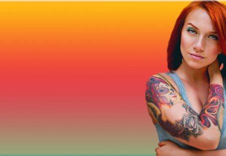 Tattooed Redhead Models Female People Background Wallpapers On Desktop Nexus Image
