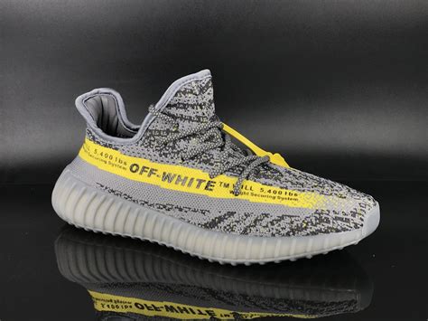 Mens Off White X Yeezy Boost 350 V2 Gray And Yellow