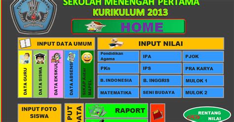 Download APLIKASI Raport SMP Kurikulum 2013 Menggunakan Program Excel
