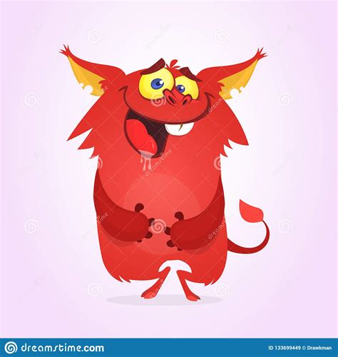 Scared Cartoon Funny Monster With Big Ears Stock Vector