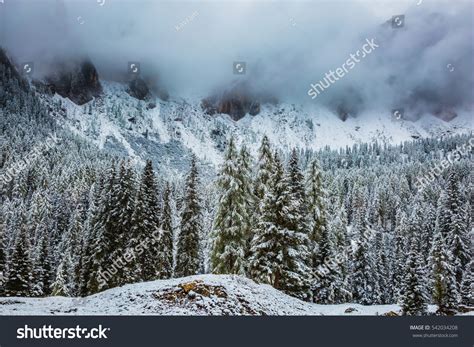 Heavy Rain Clouds Flying Over Mountains Stock Photo 542034208