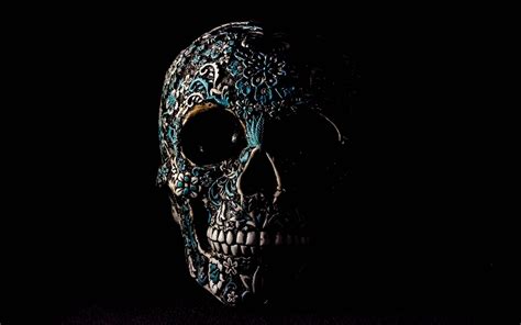 Download Wallpaper 3840x2400 Skull Dark Patterns Bones