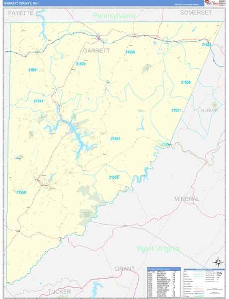 Garrett County Md Zip Code Maps Basic