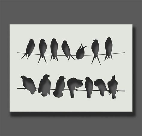 Birds On A Wire Stencil Reusable Stencils For Wall Art Home Etsy Uk