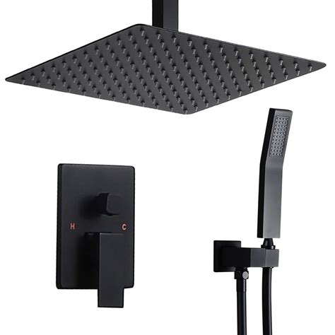 Buy Homary Contemporary Matte Black 12 Rain Shower Set Square Shower