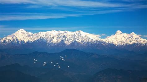 Majestic Himalaya Mountain Range With Barren Mountains At Uttarakhand