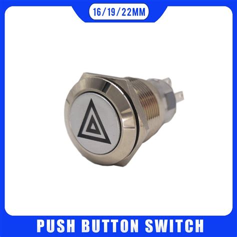 Hazard Warning Indicator Light Switch Button 16mm 19mm 22mm Metal Push