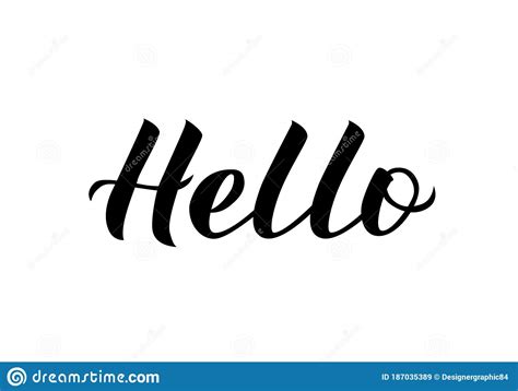 Hello Calligraphy Lettering Isolated On White Hand Drawn Typography