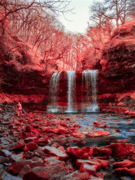 Waterfalls In Red Nature Aesthetic Fantasy Landscape Landscape