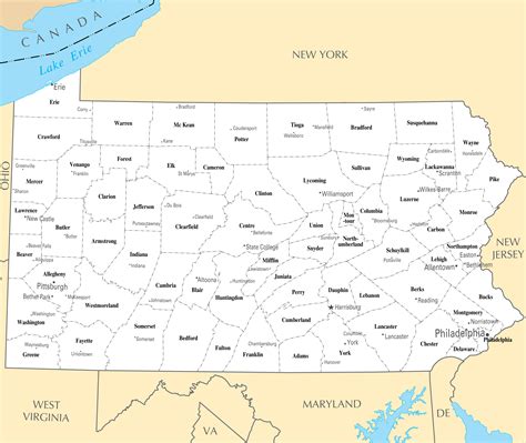 Pa State Map With Cities