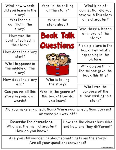 Book Talk Questions Teachers Take Out Book Talk First Grade