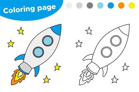Darmowe kolorowanki do wydruku o różnorodnej tematyce, które możesz wydrukować i pokolorować. Kolorowanka "Rakieta i gwiazdy" do druku | Planeta Dziecka