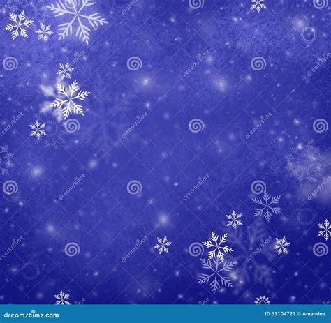 Snowflakes Falling On Blue Christmas Background Winter Background