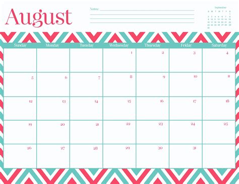 Free Printable Calendar August