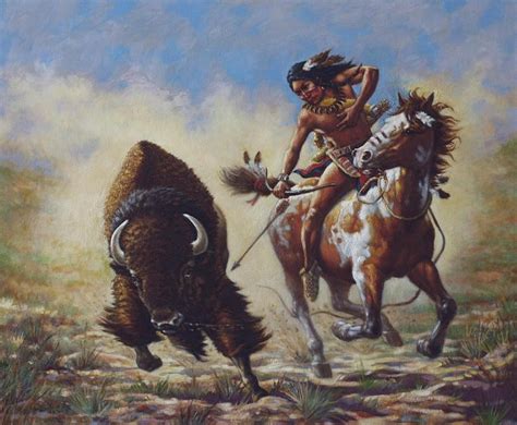 Horse Mounted Buffalo Hunting On The Northern Plains Native American