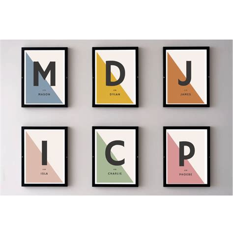 Custom Initial Wall Art Personalised Print By Put A Name On It