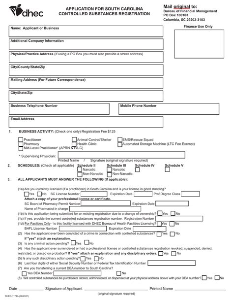 Dhec Form 1174a Download Fillable Pdf Or Fill Online Application For