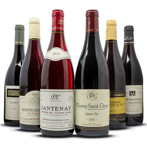 Burgundy Red Wine Wood Box Assorted 6 Burgundy Red Wines