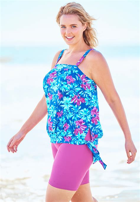 Blouson Tankini Top With Adjustable Straps Swimsuits For All