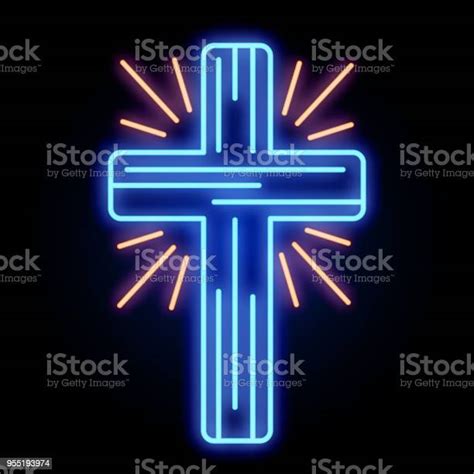 neon church cross light sign stock illustration download image now neon lighting religious