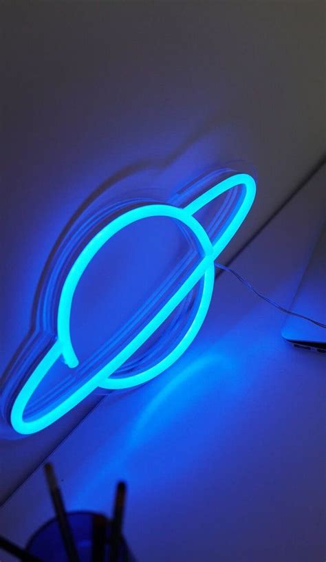 Planet Led Neon Sign Etsy Blue Aesthetic Pastel Neon Aesthetic