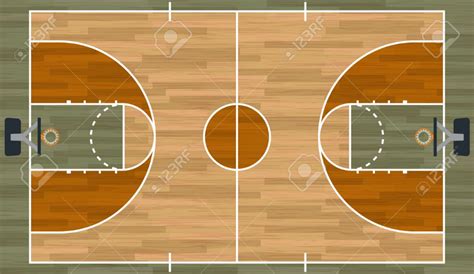 Eine Realistische Hartholz Texturierten Basketballplatz Illustration