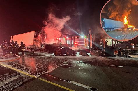 Tractor Trailers Crash Catch Fire On Maine Turnpike