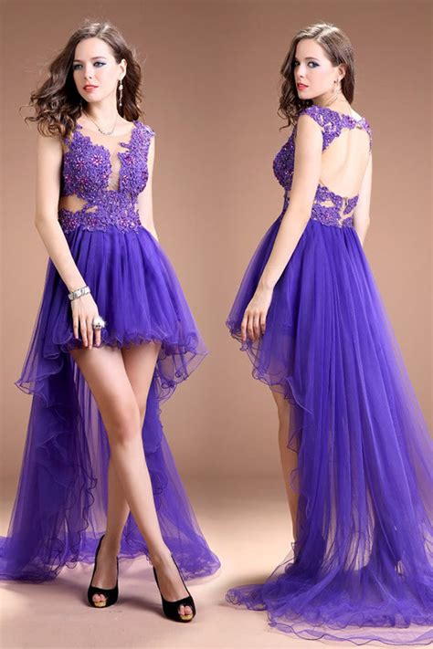 Short Front Long Back Lace Beaded Backless Prom Dresses Ed0840 Okdresses