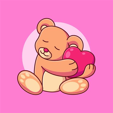 cute teddy bear hugging love vector illustration valentines cartoon flat design 5563082 vector