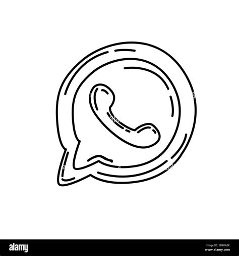 Whatsapp Icon Doodle Hand Drawn Or Black Outline Icon Style Stock