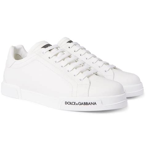 Dolce And Gabbana Logo Appliquéd Rubber Trimmed Leather Sneakers