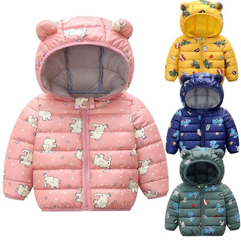 Hooded Winter Coats For Little Kids Padded Light Puffer Jacket For Baby