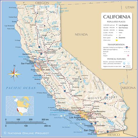 Reference Maps Of California Usa Nations Online Project