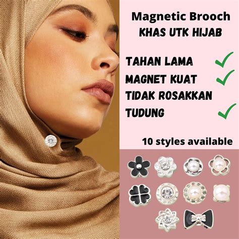 kerongsang magnetic brooch magnet brooch muslim hijab shawl tudung bawal brooch pin magnet