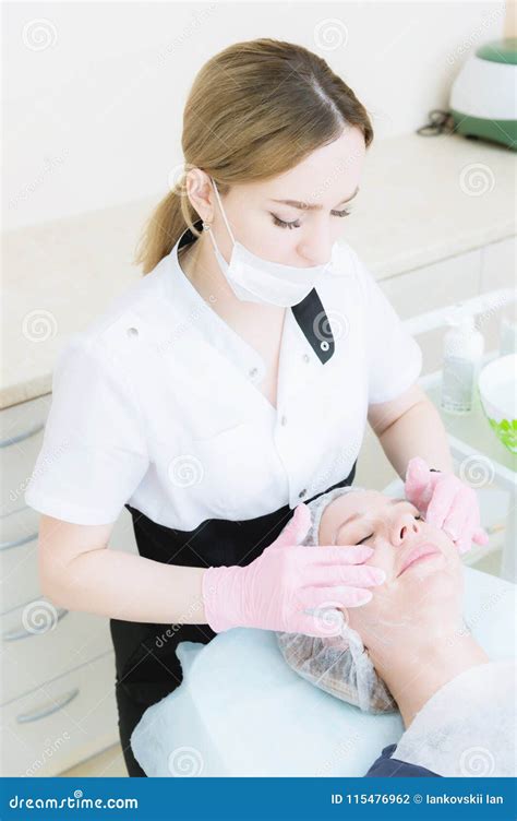 A Close Up Of The Cleaning Procedure In The Office Of Cosmetology