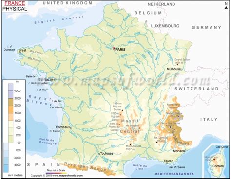 Buy Physical Map Of France