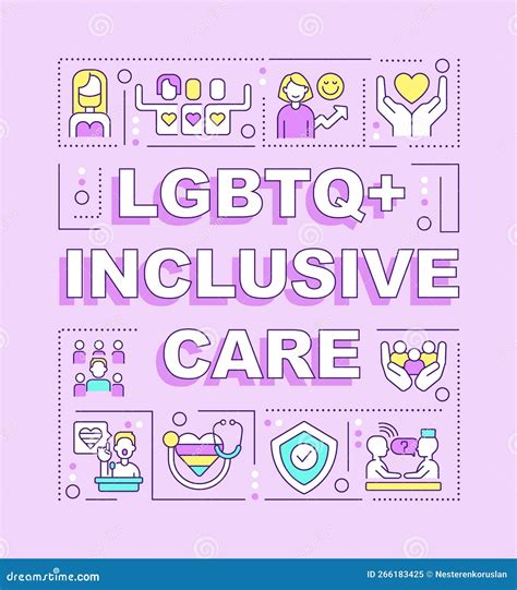 Lgbtq Inclusive Care Word Concepts Pink Banner Stock Illustration