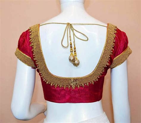 Pattu Saree Blouse Back Neck Embroidery Designs Images