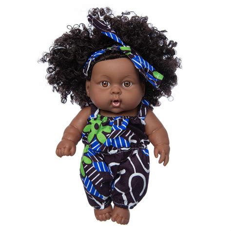 Mchoice Cute Baby Doll African American Girl Doll Soft Reborn Baby Toy
