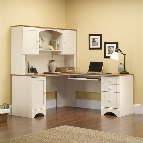 Sauder is the world's ahead manufacturer of ready to assemble furniture that offers solutions for woodworking sauder armoire computer desk video how to build. Sauder Harbor View Corner Antiqued White Computer Desk | eBay