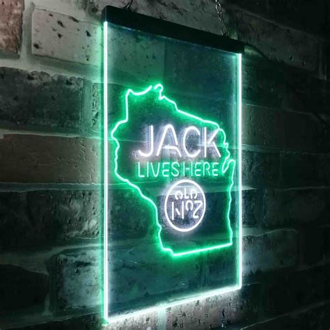 Wisconisin Jack Lives Here Led Neon Sign White Green Large In