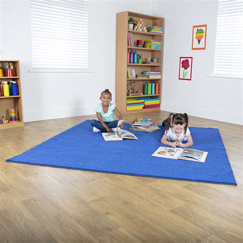 Plain Colour Square Classroom Carpet Navy